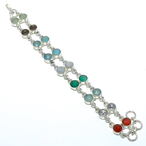 Multi 925 Sterling Silver Tennis Bracelet 