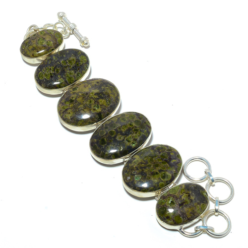 Gogunjula Jasper 925 Sterling Silver Ethnic Bracelet 