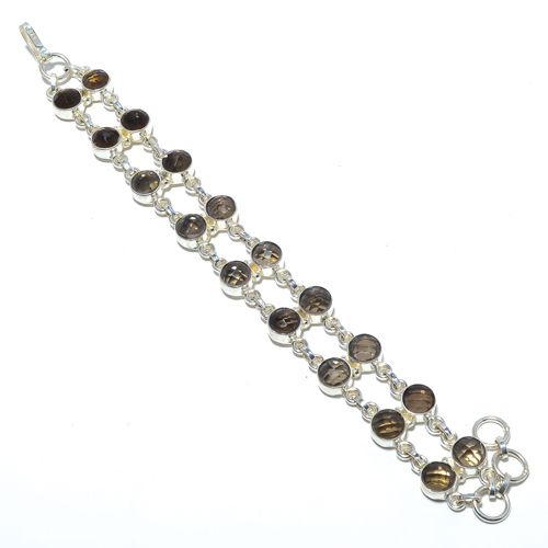 Smoky Quartz 925 Sterling Silver Tennis Bracelet 