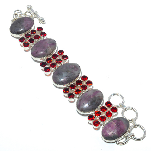 Ruby With Zoisite - Longido Mines 925 Silver Bracelet 