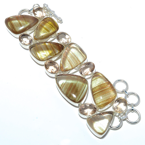Dichroic Glass 925 Sterling Silver Bracelet