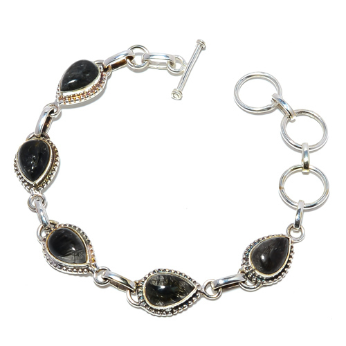 Salt Paper Rutilated Quartz - Srilanka 925 Silver Tennis Bracelet 