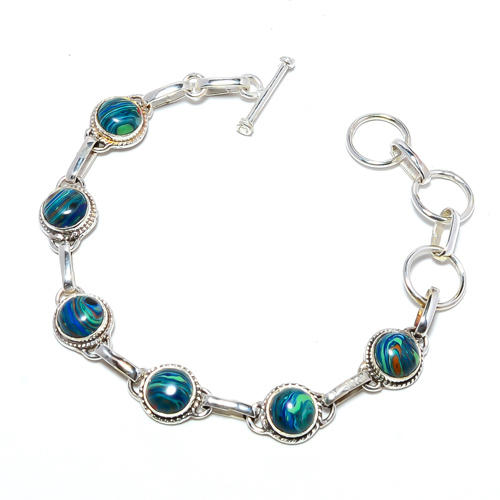 Rainbow Calsilica 925 Sterling Silver Tennis Bracelet 