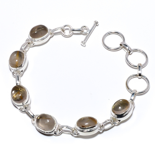 Golden Rutilated Quartz 925 Sterling Silver Tennis Bracelet 