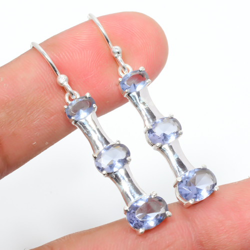 Iolite 925 Sterling Silver Earring Jewelry, Handmade Earring, Gift for her, Silver Handmade Jewelry Earring, Elegant Earring, Oval Gemstone Silver Earring