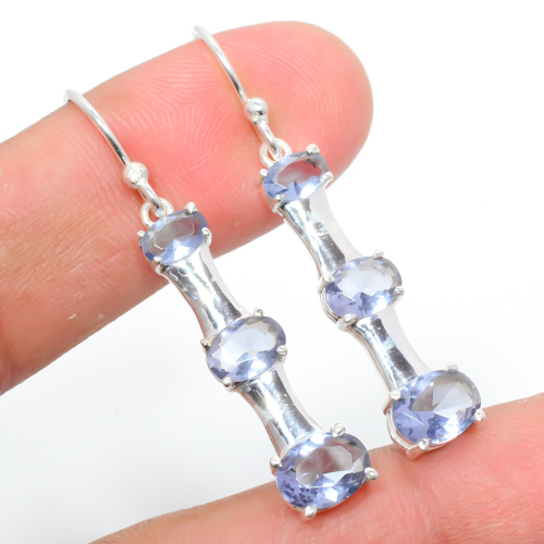 Iolite 925 Sterling Silver Earring Jewelry, Handmade Earring, Gift for her, Silver Handmade Jewelry Earring, Elegant Earring, Oval Gemstone Silver Earring