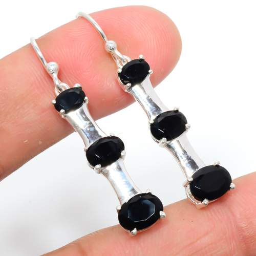 Black Onyx 925 Sterling Silver Earring Jewelry, Handmade Earring, Gift for her, Silver Handmade Jewelry Earring, Elegant Earring, Oval Gemstone Silver Earring
