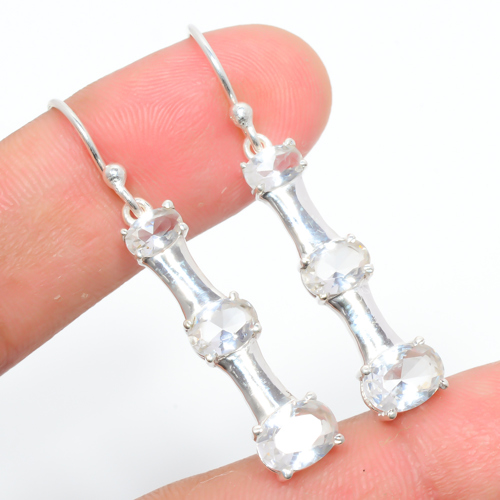 White Topaz 925 Sterling Silver Earring Jewelry, Handmade Earring, Gift for her, Silver Handmade Jewelry Earring, Elegant Earring, Oval Gemstone Silver Earring