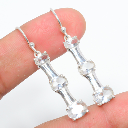 White Topaz 925 Sterling Silver Earring Jewelry, Handmade Earring, Gift for her, Silver Handmade Jewelry Earring, Elegant Earring, Oval Gemstone Silver Earring