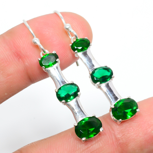 Chrome Diopside 925 Sterling Silver Earring Jewelry, Handmade Earring, Gift for her, Silver Handmade Jewelry Earring, Elegant Earring, Oval Gemstone Silver Earring