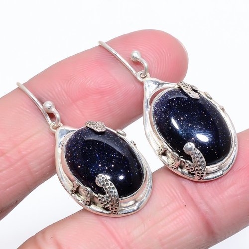 Blue Sunstone 925 Sterling Silver Handmade Earring, Gift for her, Silver Jewelry Earring, Elegant Earring, Blue Gemstone Earring, Drop/Dangle Earring