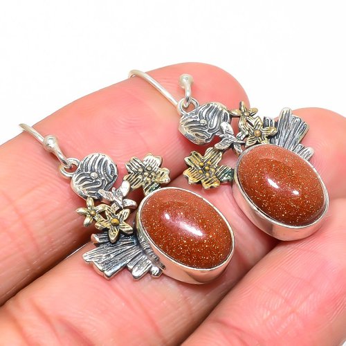 Golden Sunstone Two Tone 925 Sterling Silver Earring, Gift for her, Silver Jewelry Earring, Elegant Earring, Golden Gemstone Earring, Drop/Dangle Earring