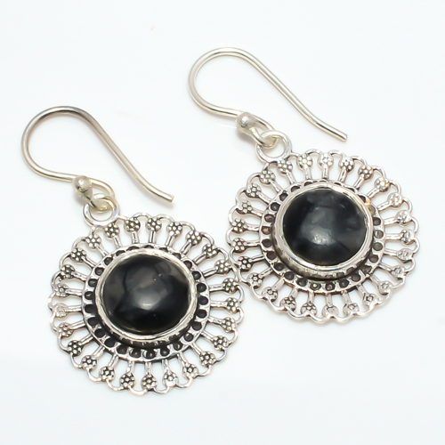 Picasso Jasper Gemstone 925 Sterling Silver Bali Earring 1.37" T56