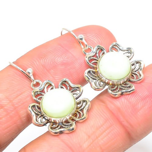 Australian Lemon Chrysoprase Wire Worked 925 Silver Bali Earring, Gift for her, Silver Jewelry Earring, Elegant Earring, Yellow Gemstone Earring, Drop/Dangle Earring