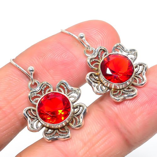 Garnet Wire Worked 925 Sterling Silver Bali Earring, Gift for her, Silver Jewelry Earring, Elegant Earring, Garnet Gemstone Earring, Drop/Dangle Earring