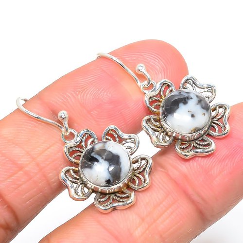 White Buffalo Turquoise Wire Worked 925 Silver Bali Earring, Gift for her, Silver Jewelry Earring, Elegant Earring, White Gemstone Earring, Drop/Dangle Earring