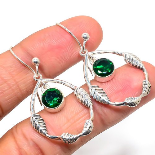Chrome Diopside Bali 925 Sterling Silver Earring, Gift for her, Silver Jewelry Earring, Elegant Earring, Green Gemstone Earring, Drop/Dangle Earring