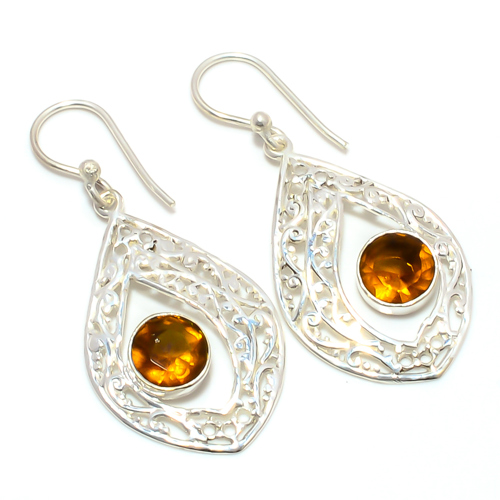 Smoky Quartz 925 Sterling Silver Bali Earring, Gift for her, Silver Jewelry Earring, Elegant Earring, Brown Gemstone Earring, Drop/Dangle Earring