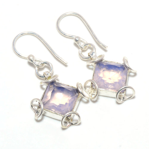 Pink Opal 925 Sterling Silver Earring, Gift for her, Silver Jewelry Earring, Elegant Earring, Pink Gemstone Earring, Drop/Dangle Earring