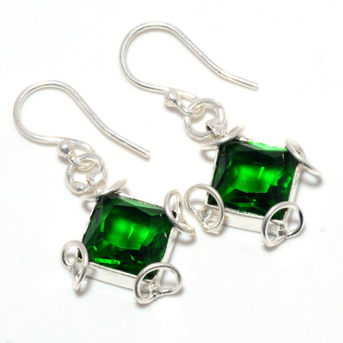 Chrome Diopside 925 Sterling Silver Earring, Gift for her, Silver Jewelry Earring, Elegant Earring, Green Gemstone Earring, Drop/Dangle Earring