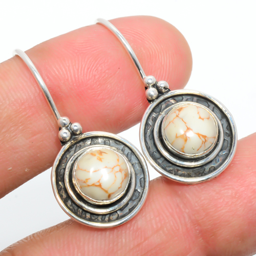 Copper White Turquoise 925 Sterling Silver Earring 1.17" F2628
