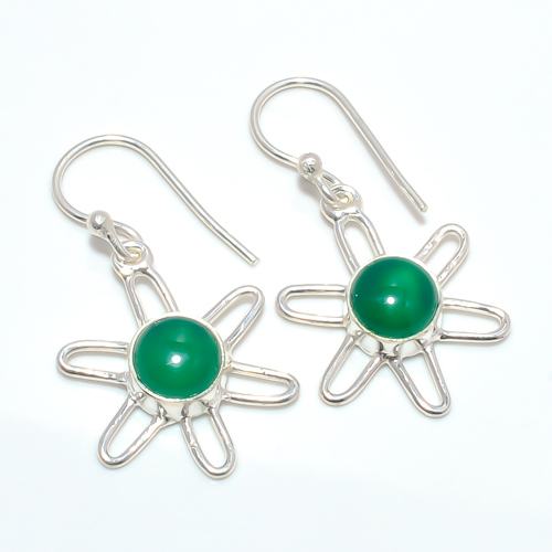 Green Onyx Gemstone 925 Sterling Silver Earring, Gift for her, Silver Jewelry Earring, Elegant Earring, Green Gemstone Earring, Drop/Dangle Earring