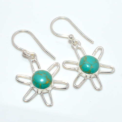 Copper Blue Turquoise 925 Sterling Silver Earring, Gift for her, Silver Jewelry Earring, Elegant Earring, Blue Gemstone Earring, Drop/Dangle Earring