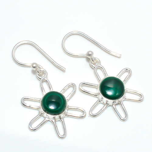 Malachite - Congo 925 Sterling Silver Earring, Gift for her, Silver Jewelry Earring, Elegant Earring, Green Gemstone Earring, Drop/Dangle Earring