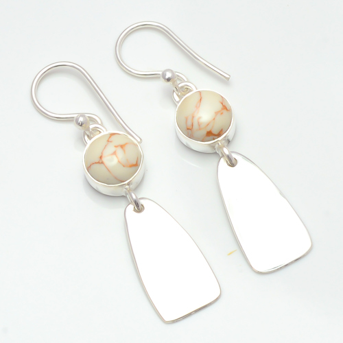 Copper White Turquoise 925 Sterling Silver Earring, Gift for her, Silver Jewelry Earring, Elegant Earring, White Gemstone Earring, Drop/Dangle Earring