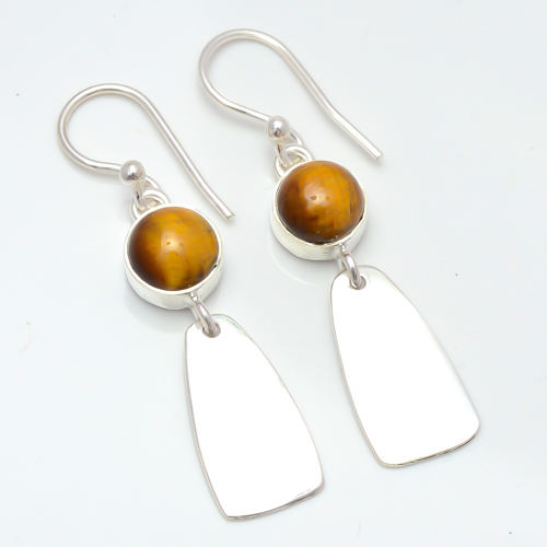 Yellow Tiger Eye - South Africa 925 Sterling Silver Earring, Gift for her, Silver Jewelry Earring, Elegant Earring, Yellow Gemstone Earring, Drop/Dangle Earring