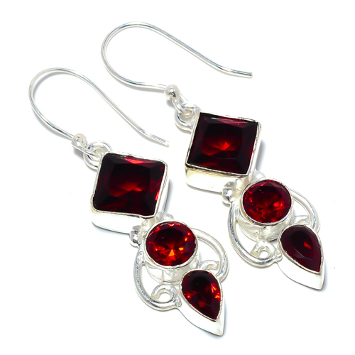 Garnet 925 Sterling Silver Handmade Earring, Gift for her, Silver Jewelry Earring, Elegant Earring, Garnet Gemstone Earring, Drop/Dangle Earring