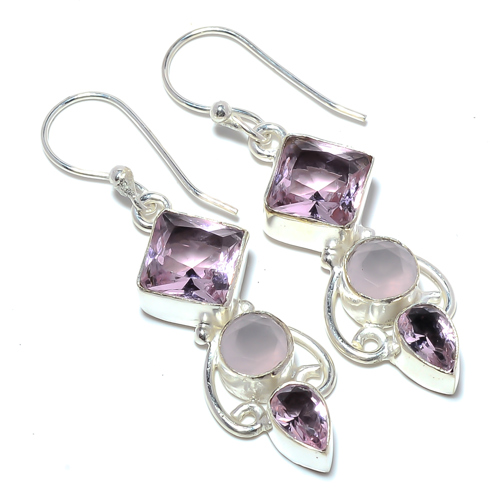 Rose Quartz 925 Sterling Silver Handmade Earring, Gift for her, Silver Jewelry Earring, Elegant Earring, Pink Gemstone Earring, Drop/Dangle Earring