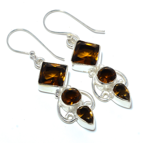 Smoky Quartz 925 Sterling Silver Earring, Gift for her, Silver Jewelry Earring, Elegant Earring, Brown Gemstone Earring, Drop/Dangle Earring