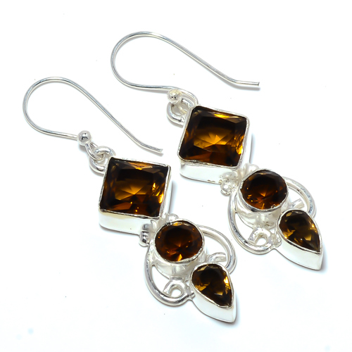 Smoky Quartz 925 Sterling Silver Earring Jewelry 1.87" S2651