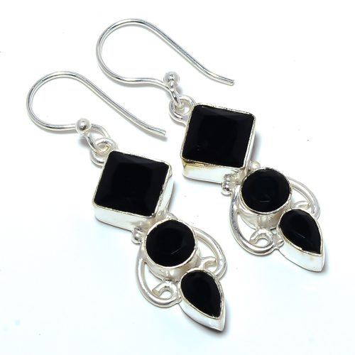 Black Onyx 925 Sterling Silver Handmade Earring, Gift for her, Silver Jewelry Earring, Elegant Earring, Black Gemstone Earring, Drop/Dangle Earring