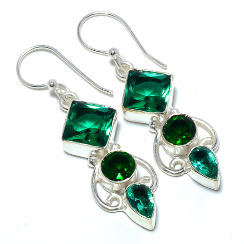 Chrome Diopside 925 Sterling Silver Earring, Gift for her, Silver Jewelry Earring, Elegant Earring, Green Gemstone Earring, Drop/Dangle Earring