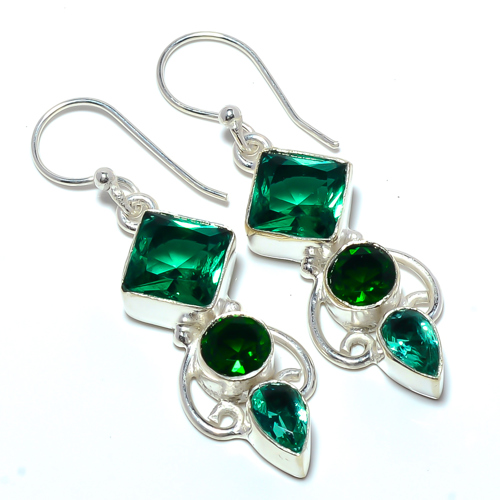 Chrome Diopside 925 Sterling Silver Earring, Gift for her, Silver Jewelry Earring, Elegant Earring, Green Gemstone Earring, Drop/Dangle Earring