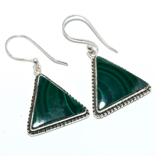 Malachite - Congo 925 Sterling Silver Bali Earring, Gift for her, Silver Jewelry Earring, Elegant Earring, Green Gemstone Earring, Drop/Dangle Earring