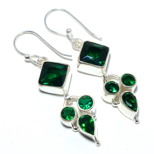 Chrome Diopside 925 Sterling Silver Earring, Gift for her, Silver Jewelry Earring, Elegant Earring, Green Gemstone Earring, Drop/Dangle Earring
