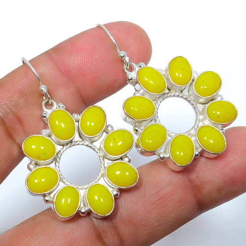 Yellow Onyx Gemstone 925 Sterling Silver Earring, Gift for her, Silver Jewelry Earring, Elegant Earring, Yellow Gemstone Earring, Drop/Dangle Earring