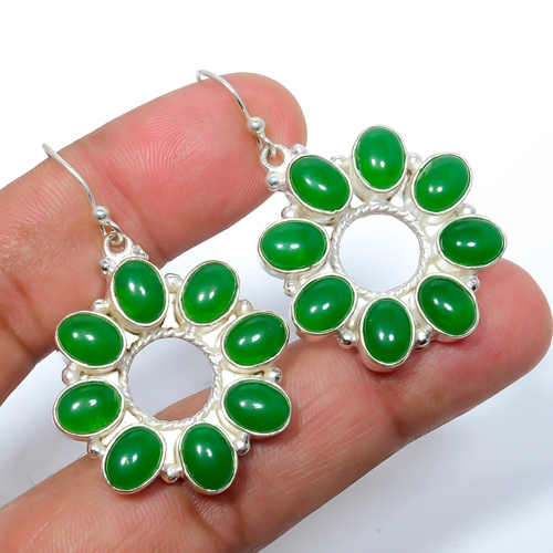 Green Onyx 925 Sterling Silver Earring, Gift for her, Silver Jewelry Earring, Elegant Earring, Green Gemstone Earring, Drop/Dangle Earring
