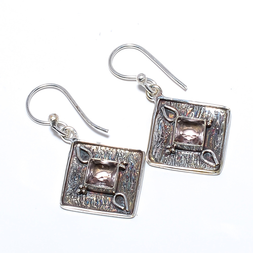 Smoky Quartz 925 Sterling Silver Israeli Earring, Gift for her, Silver Jewelry Earring, Elegant Earring, Brown Gemstone Earring, Drop/Dangle Earring