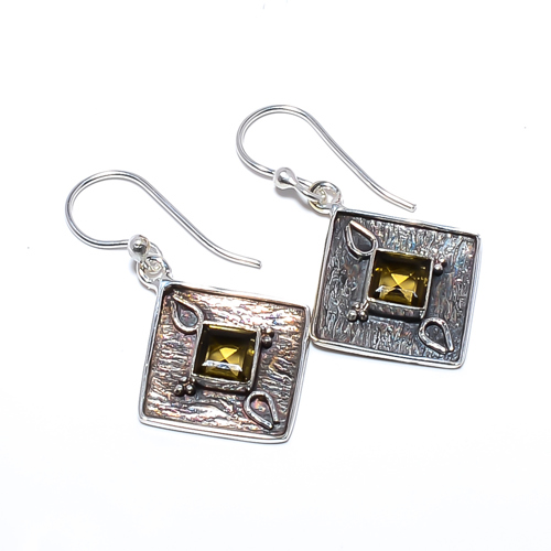 Smoky Quartz 925 Sterling Silver Israeli Earring, Gift for her, Silver Jewelry Earring, Elegant Earring, Brown Gemstone Earring, Drop/Dangle Earring