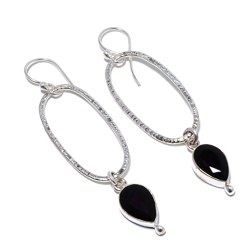 Black Onyx 925 Sterling Silver Israeli Jewelry Earring, Gift for her, Silver Jewelry Earring, Elegant Earring, Black Gemstone Earring, Drop/Dangle Earring