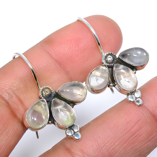 Rose Quartz - Madagascar 925 Sterling Silver Bali Earring, Gift for her, Silver Jewelry Earring, Elegant Earring, Pink Gemstone Earring, Drop/Dangle Earring