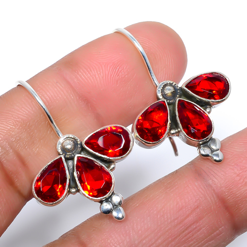 Garnet 925 Sterling Silver Bali Earring, Gift for her, Silver Jewelry Earring, Elegant Earring, Garnet Gemstone Earring, Drop/Dangle Earring