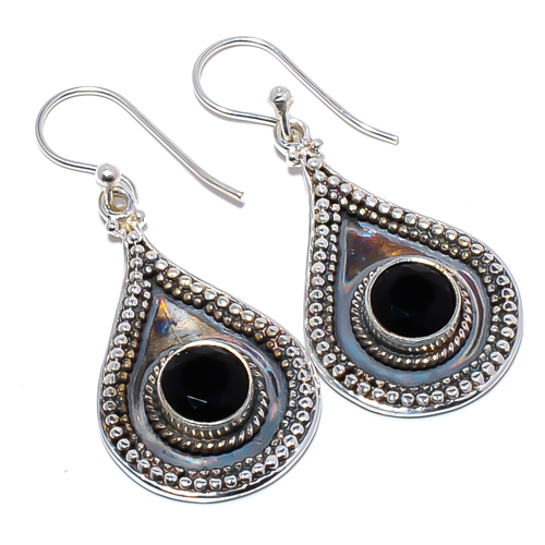 Black Onyx 925 Sterling Silver Israeli Jewelry Earring, Gift for her, Silver Jewelry Earring, Elegant Earring, Black Gemstone Earring, Drop/Dangle Earring