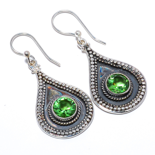 Green Amethyst 925 Sterling Silver Israeli Earring, Gift for her, Silver Jewelry Earring, Elegant Earring, Green Gemstone Earring, Drop/Dangle Earring