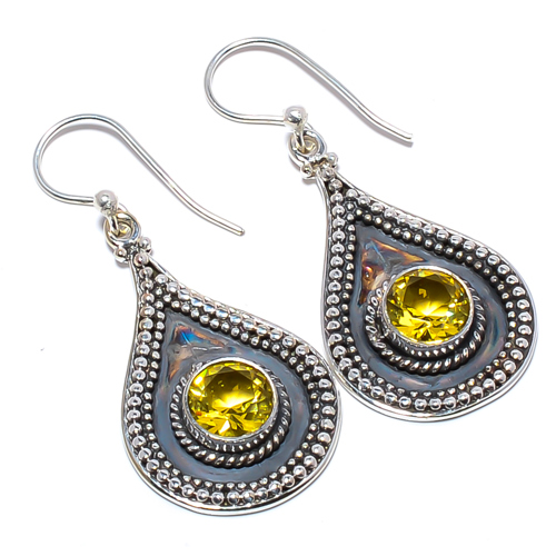 Citrine 925 Sterling Silver Israeli Jewelry Earring, Gift for her, Silver Jewelry Earring, Elegant Earring, Yellow Gemstone Earring, Drop/Dangle Earring