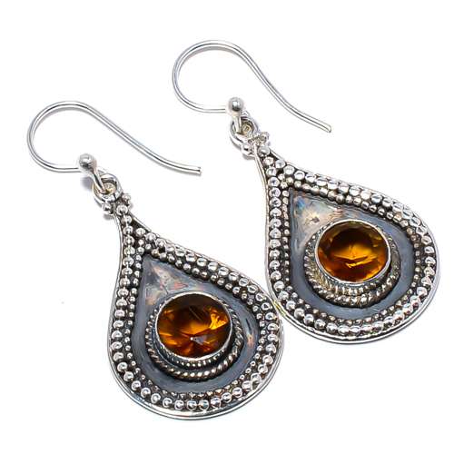Smoky Quartz 925 Sterling Silver Israeli Jewelry Earring, Gift for her, Silver Jewelry Earring, Elegant Earring, Brown Gemstone Earring, Drop/Dangle Earring